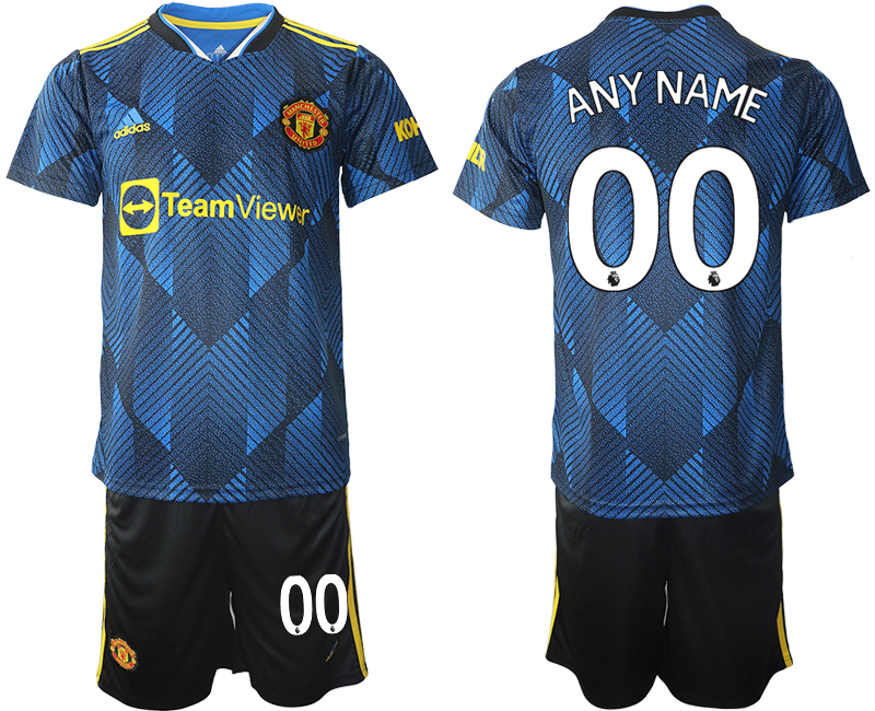 Men 2021-2022 Club Manchester United Second away blue customized Soccer Jersey->customized soccer jersey->Custom Jersey